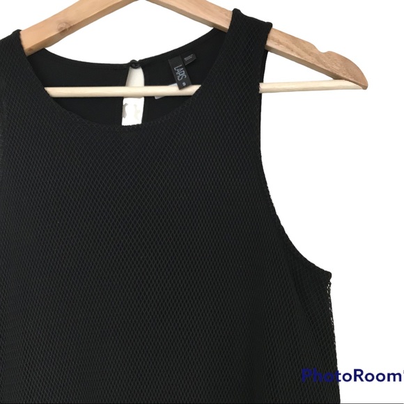 Lapis Black Lined Mesh Front Long Hi-Lo Tank Top - Picture 3 of 15